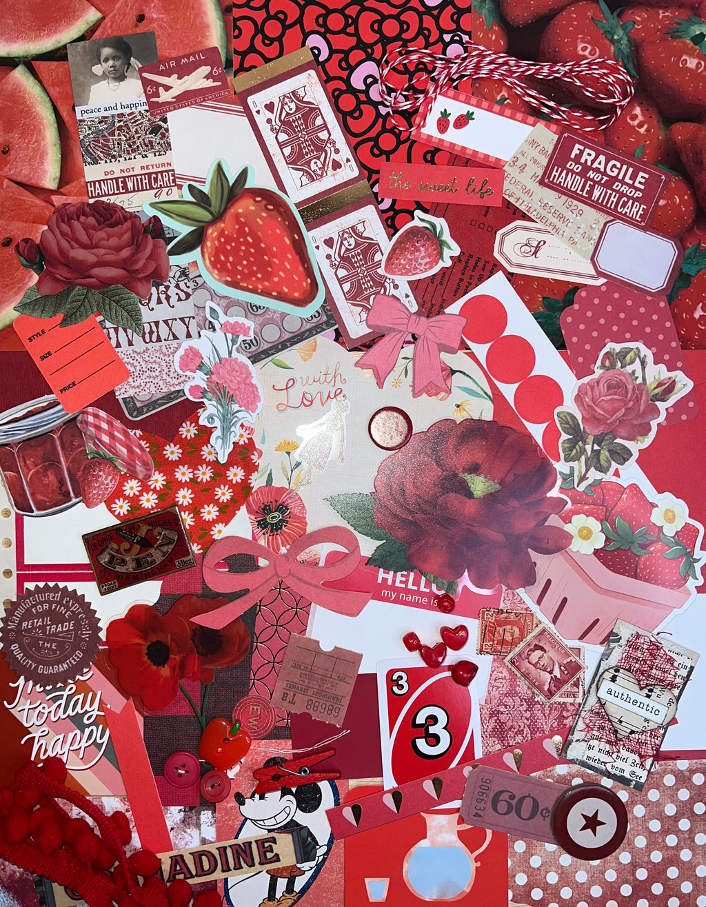 Red Paper and Ephemera Kit #2