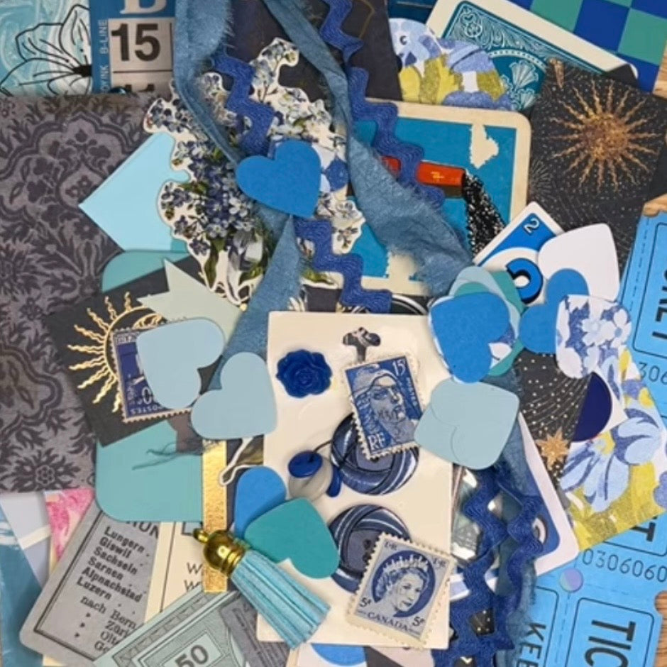 Blue Paper and Ephemera Kit #1