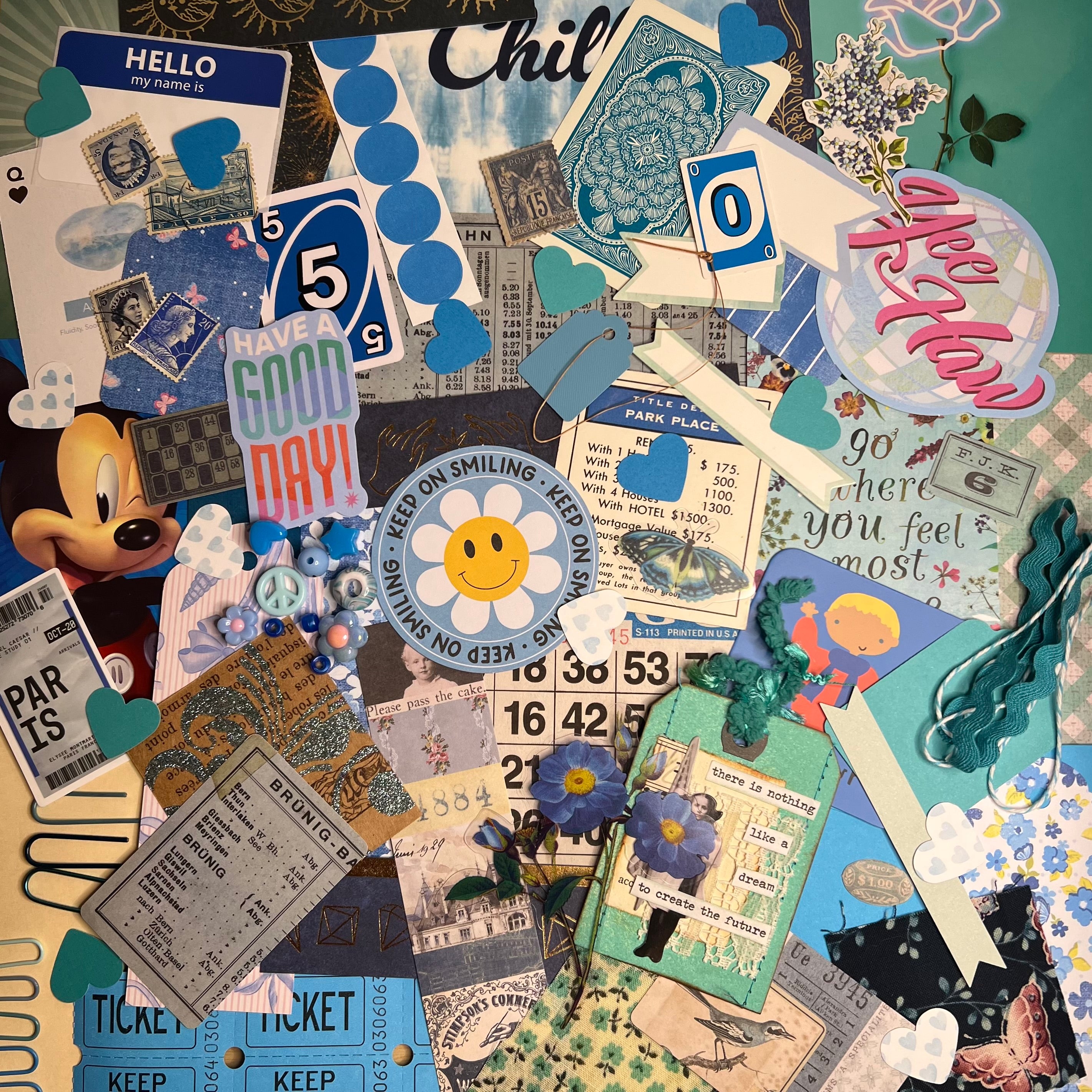 Blue Paper and Ephemera Kit #2